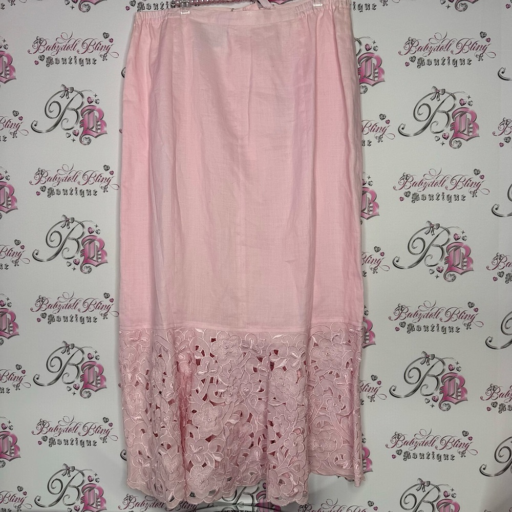 Donna Vinci skirt brand new with tags linen floral hem bottom luxury bridal luxe